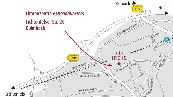 Anfahrtskarte zur IREKS GmbH in Kulmbach