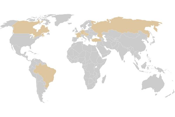 Weltkarte mit den IREKS Standorten